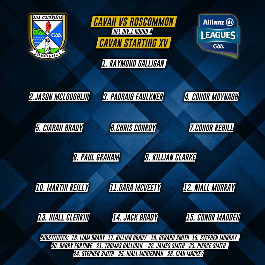 Cavan Panel to play Roscommon