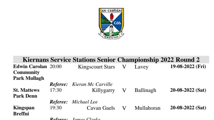 Championship Fixtures Weekend 18th-21st