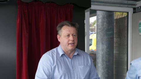 Tony Ryan Chairperson of Cavan GAA addressing the guest at the opening of the new accessibility area in Kingspan Breffni.