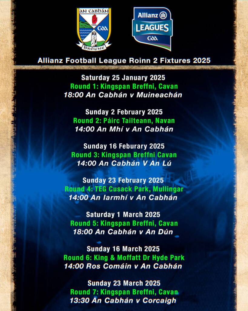 Allianz Football League Rionn 2 Fixtures 2025