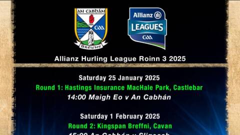 Allianz Hurling League Rionn 3 Fixtures 2025