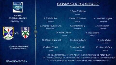 Cavan Team named for league opener vs Monaghan