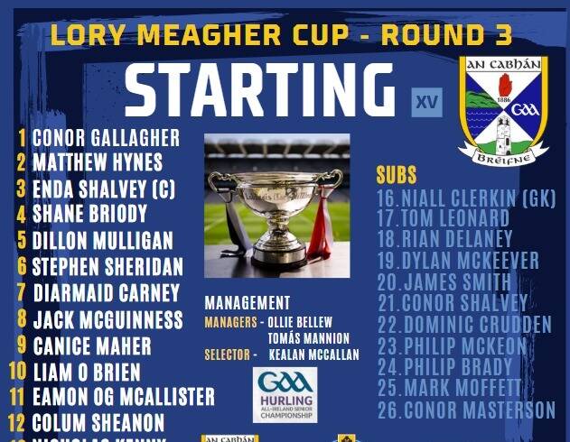 Cavan Hurling Team named for Lory Meagher Cup v Lancashire