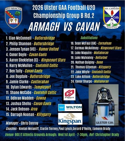 U20 Cavan Team Announced for Rd.2