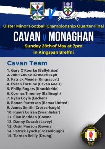 Minor Team to play Monaghan