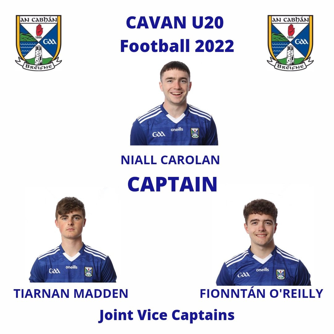 Cavan U20 Panel and Captains