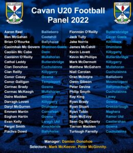 Cavan U20 Panel and Captains