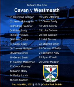 Cavan Panel and Management team for Tailteann Cup Final