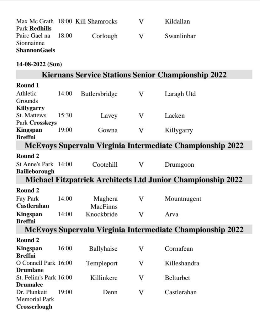 Round 1 Championship Fixtures - Cavan GAA