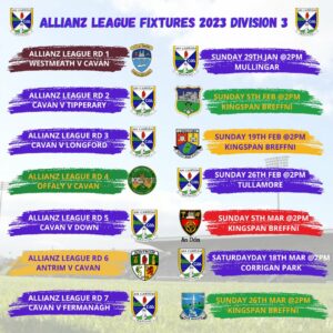 Allianz League Fixtures and Dates Division 3 Football and Division 3B Hurling